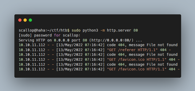 Referer hit on python server