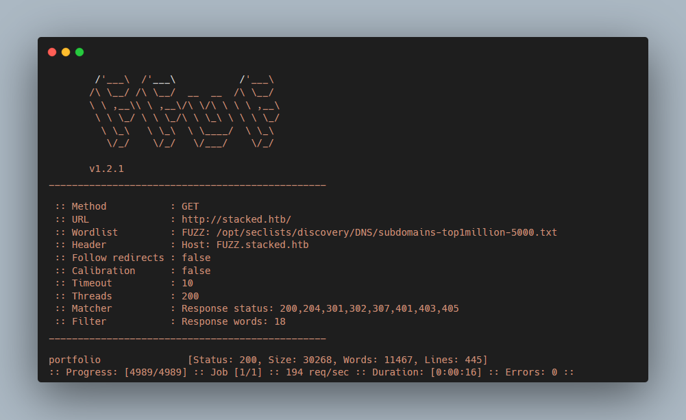 ffuf vhost fuzzing portfolio