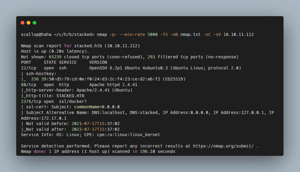 Nmap full scan result